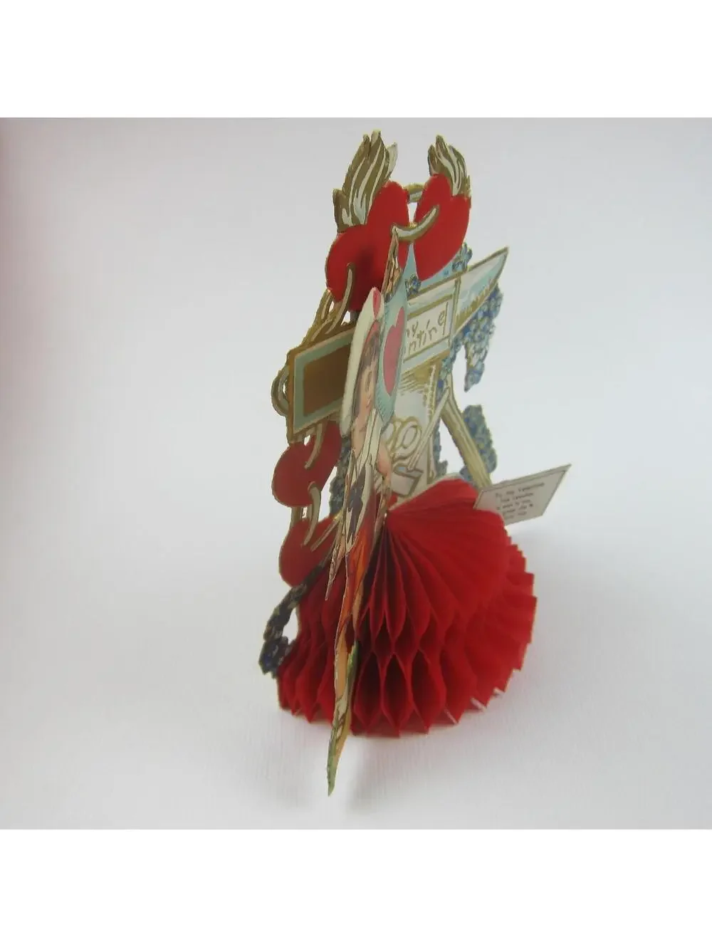 Antique Valentine Honeycomb 3D Pop Up Die cut Boy Sailor Suit Lantern & Tools